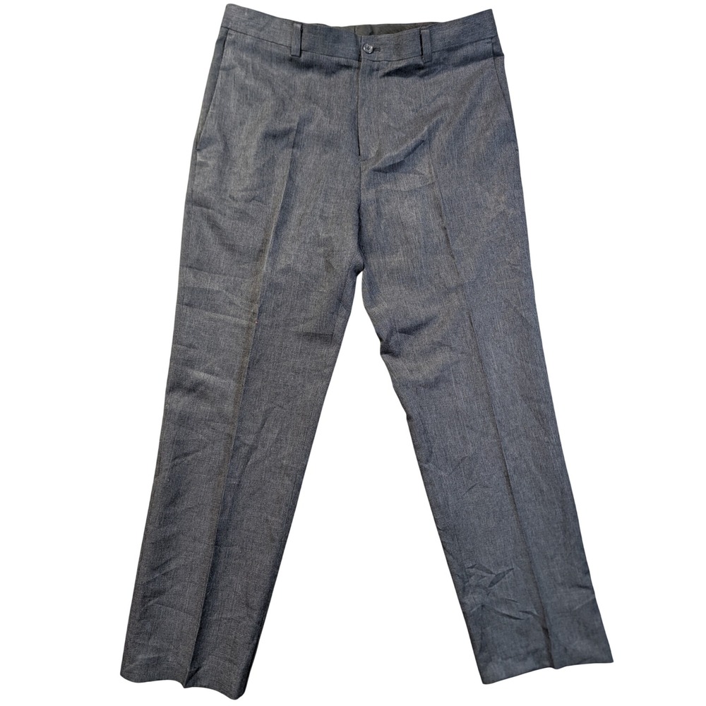 Kenneth Cole Reaction Pants Mens 38x30 Gray Dress Trousers Flat Front Polyester